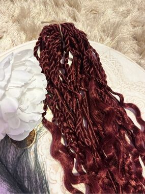 Synthetic Twist Braid Extensions in Deep Burgundy Red - Women Hair